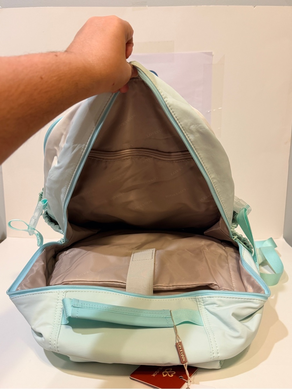 NWT Lovevook Backpack in Cream, Light Mint Green/Light Teal Colors - Picture 7 of 7